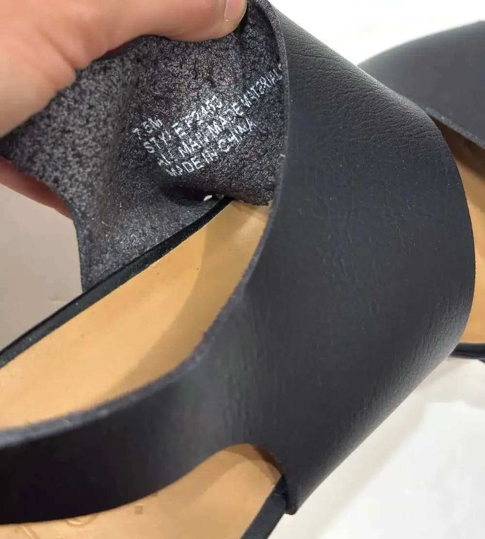 J.Crew Espadrille Wedge Sandals Black Vegan Leather - Size 7.5